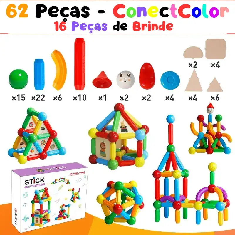 ConectColor - Blocos de Construção Magnéticos - Laranja Shop