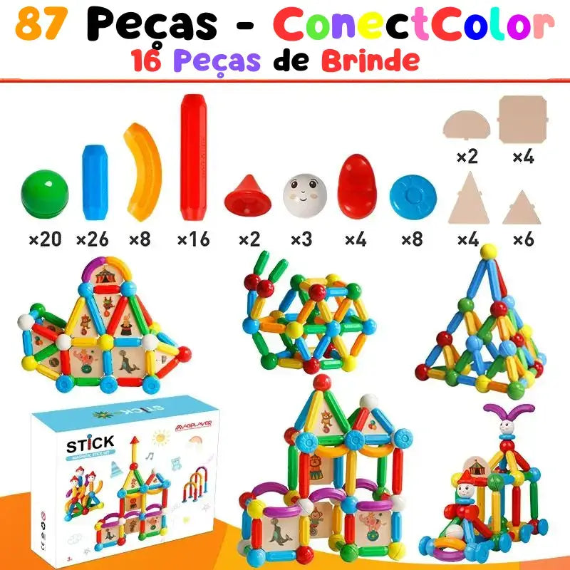 ConectColor - Blocos de Construção Magnéticos - Laranja Shop