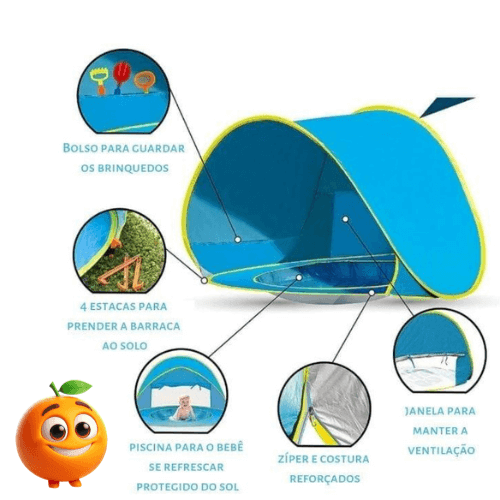 Barraca Bebê com Proteção UV - Tenda Kids - Laranja Shop